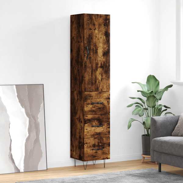 Kõrge kapp, suitsutatud tamm, 34,5 × 34 × 180 cm, tehispuit