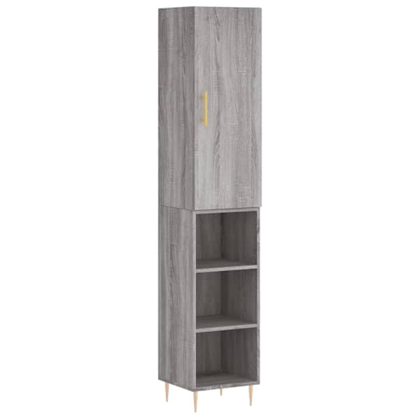 Kõrge kapp, hall Sonoma tamm, 34,5 × 34 × 180 cm, tehispuit