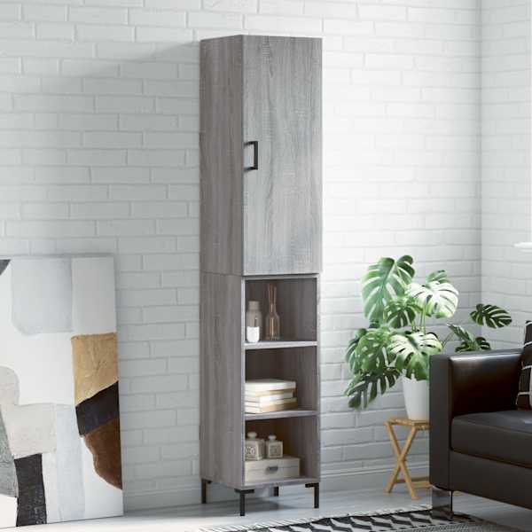 Kõrge kapp, hall Sonoma tamm, 34,5 × 34 × 180 cm, tehispuit