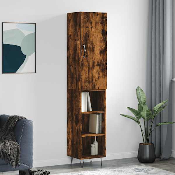 Kõrge kapp, suitsutatud tamm, 34,5 × 34 × 180 cm, tehispuit