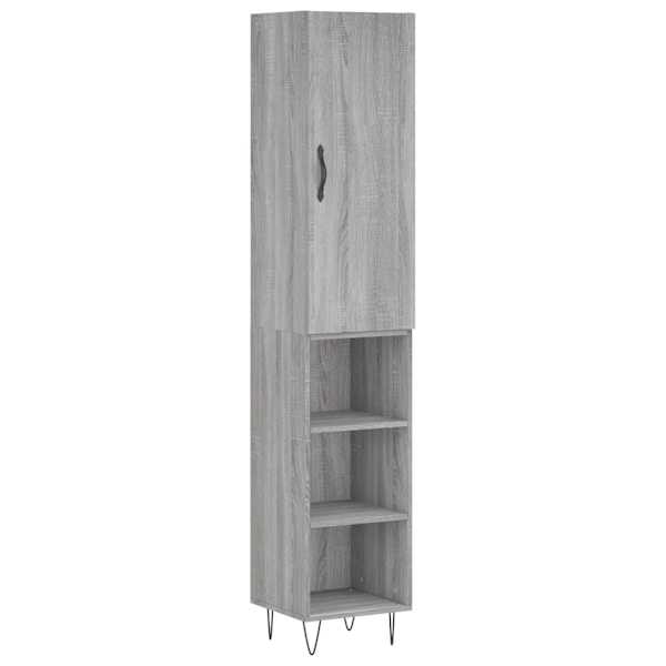 Kõrge kapp, hall Sonoma tamm, 34,5 × 34 × 180 cm, tehispuit