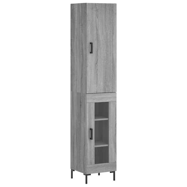 Kõrge kapp, hall Sonoma tamm, 34,5 × 34 × 180 cm, tehispuit