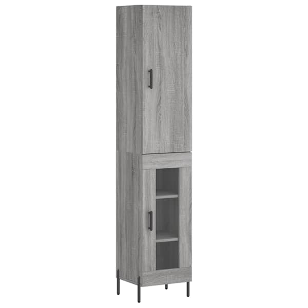 Kõrge kapp, hall Sonoma tamm, 34,5 × 34 × 180 cm, tehispuit