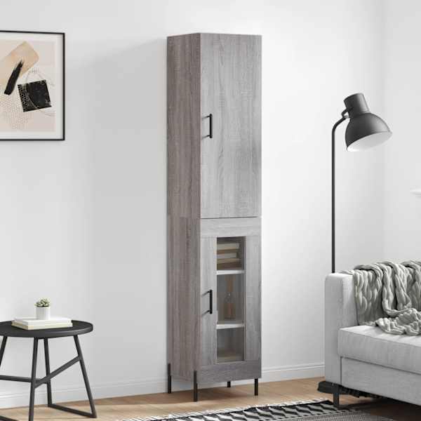 Kõrge kapp, hall Sonoma tamm, 34,5 × 34 × 180 cm, tehispuit