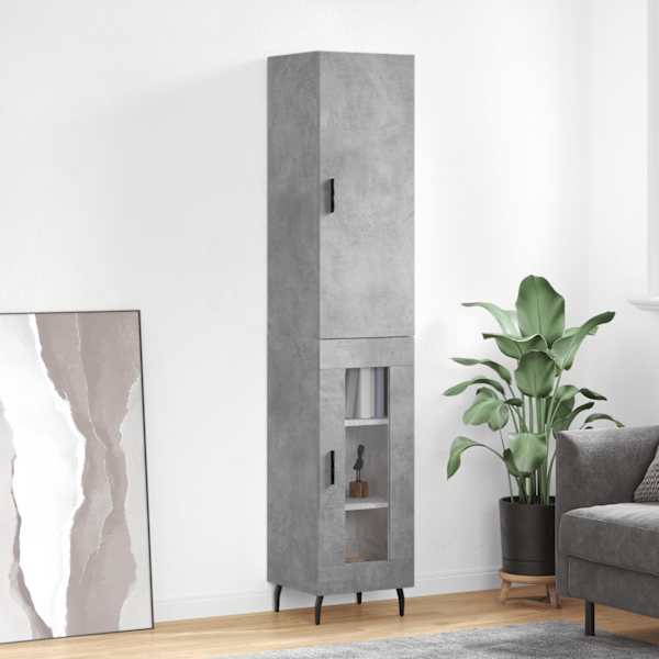 Kõrge kapp, betoonhall, 34,5 × 34 × 180 cm, tehispuit