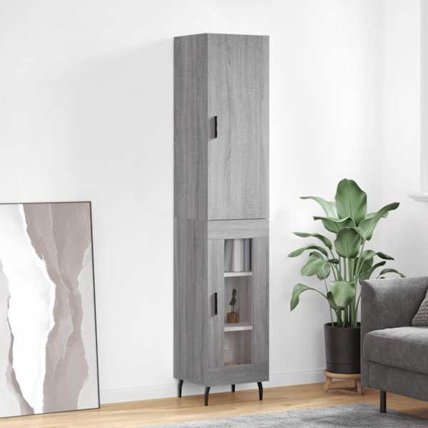 Kõrge kapp, hall Sonoma tamm, 34,5 × 34 × 180 cm, tehispuit