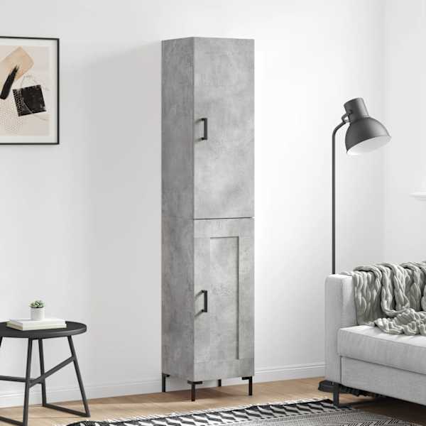 Kõrge kapp, betoonhall, 34,5 × 34 × 180 cm, tehispuit