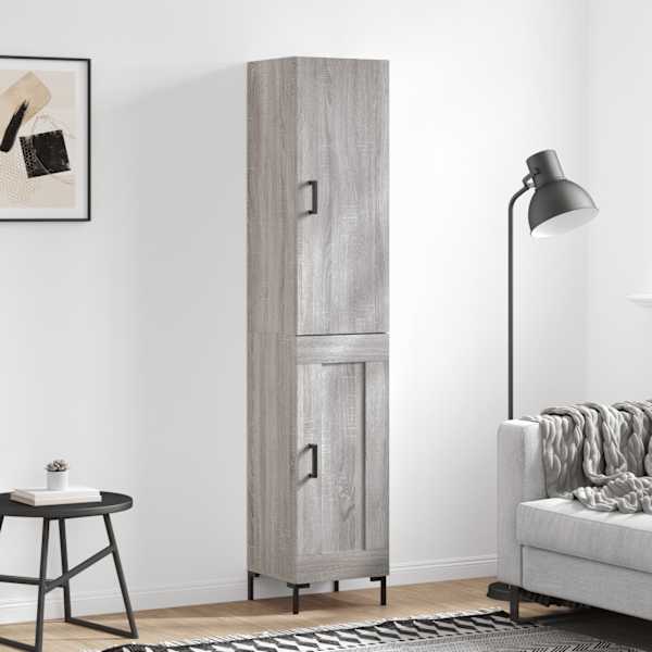 Kõrge kapp, hall Sonoma tamm, 34,5 × 34 × 180 cm, tehispuit