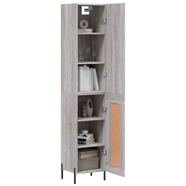 Kõrge kapp, hall Sonoma tamm, 34,5 × 34 × 180 cm, tehispuit