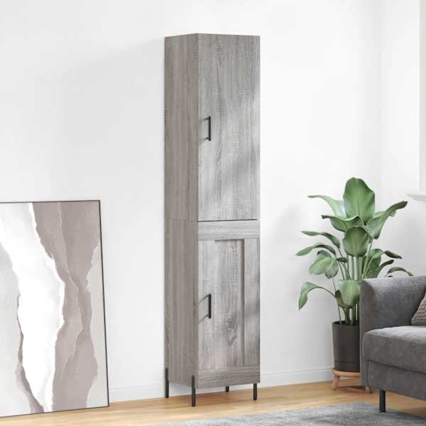 Kõrge kapp, hall Sonoma tamm, 34,5 × 34 × 180 cm, tehispuit