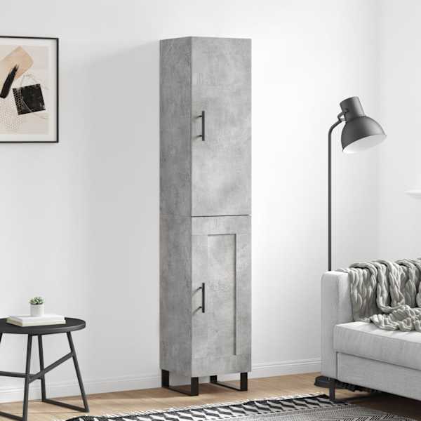 Kõrge kapp, betoonhall, 34,5 × 34 × 180 cm, tehispuit