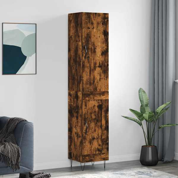 Kõrge kapp, suitsutatud tamm, 34,5 × 34 × 180 cm, tehispuit