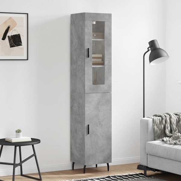 Kõrge kapp, betoonhall, 34,5 × 34 × 180 cm, tehispuit