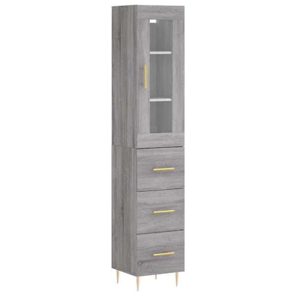 Kõrge kapp, hall Sonoma tamm, 34,5 × 34 × 180 cm, tehispuit