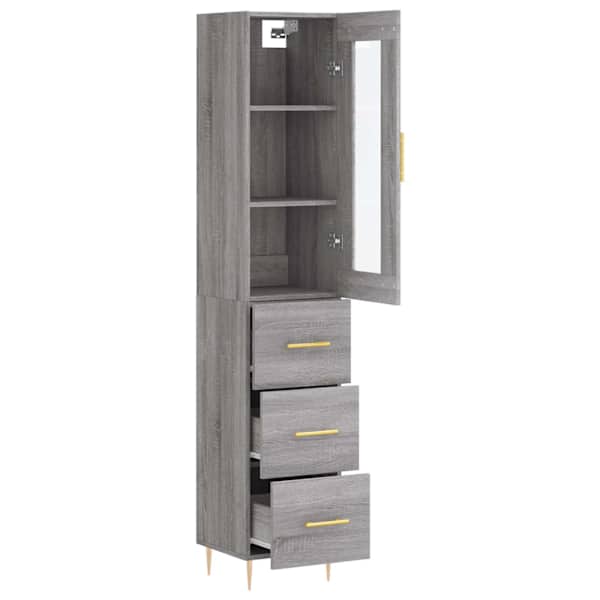 Kõrge kapp, hall Sonoma tamm, 34,5 × 34 × 180 cm, tehispuit