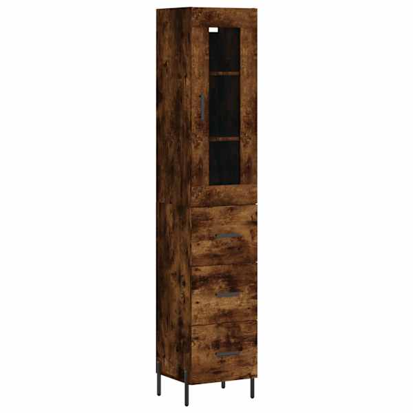 Kõrge kapp, suitsutatud tamm, 34,5 × 34 × 180 cm, tehispuit