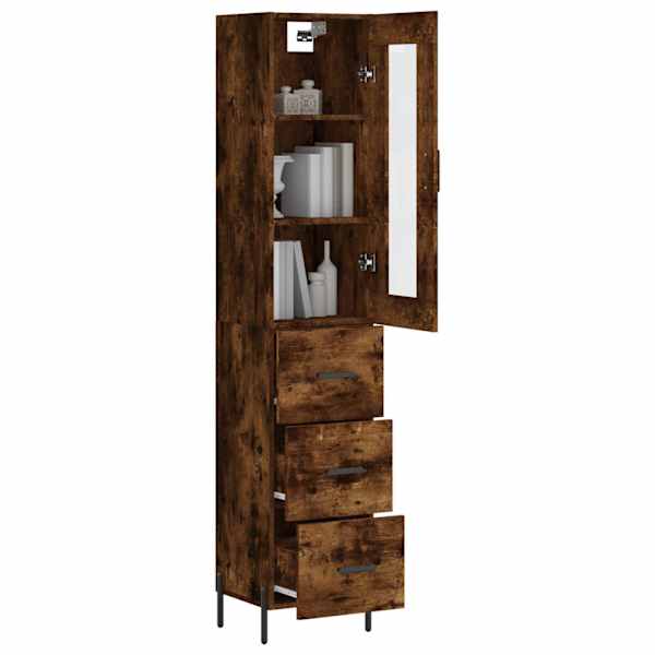 Kõrge kapp, suitsutatud tamm, 34,5 × 34 × 180 cm, tehispuit