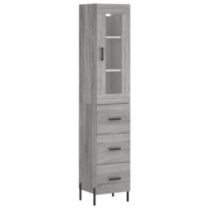 Kõrge kapp, hall Sonoma tamm, 34,5 × 34 × 180 cm, tehispuit
