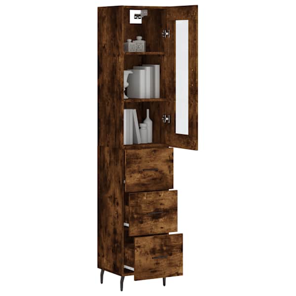 Kõrge kapp, suitsutatud tamm, 34,5 × 34 × 180 cm, tehispuit