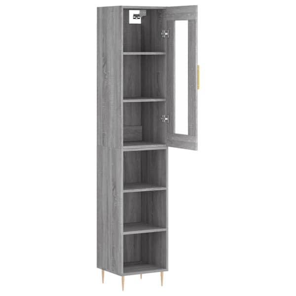 Kõrge kapp, hall Sonoma tamm, 34,5 × 34 × 180 cm, tehispuit