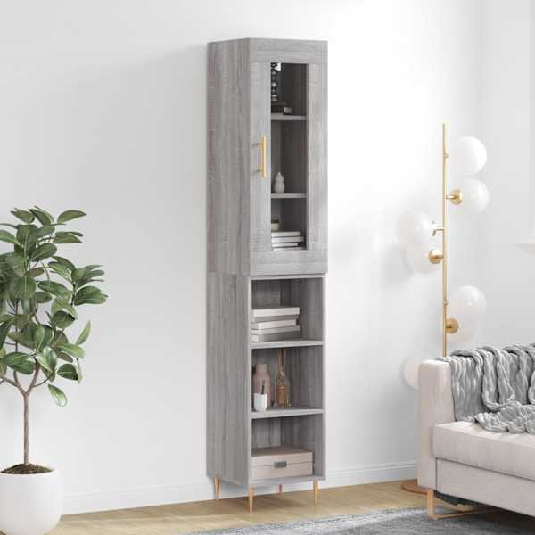 Kõrge kapp, hall Sonoma tamm, 34,5 × 34 × 180 cm, tehispuit