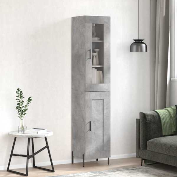 Kõrge kapp, betoonhall, 34,5 × 34 × 180 cm, tehispuit