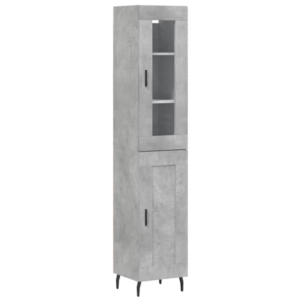 Kõrge kapp, betoonhall, 34,5 × 34 × 180 cm, tehispuit