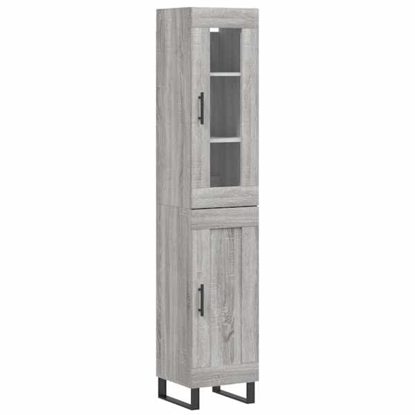 Kõrge kapp, hall Sonoma tamm, 34,5 × 34 × 180 cm, tehispuit