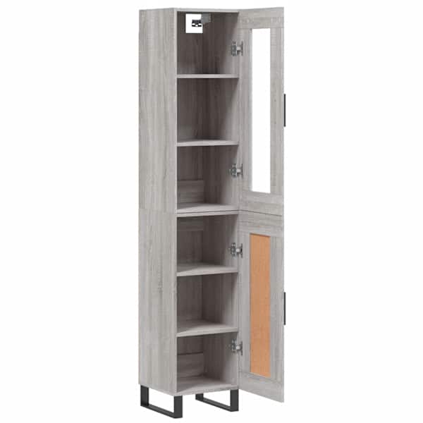 Kõrge kapp, hall Sonoma tamm, 34,5 × 34 × 180 cm, tehispuit