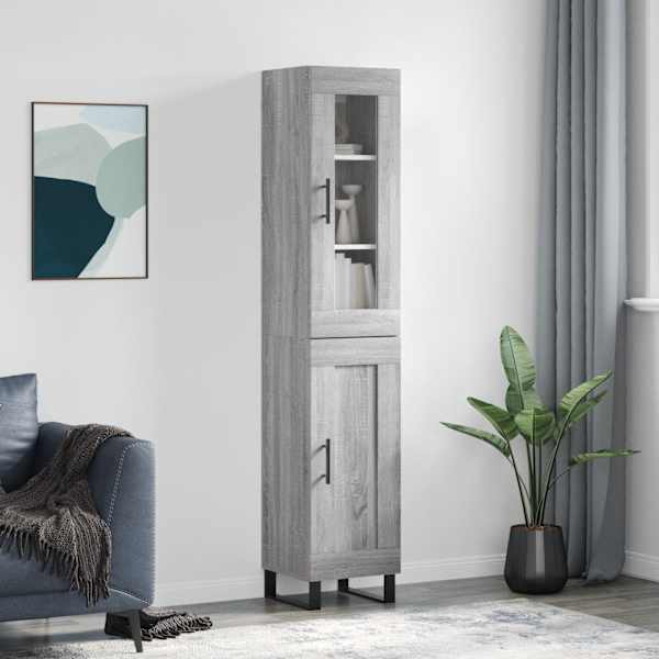 Kõrge kapp, hall Sonoma tamm, 34,5 × 34 × 180 cm, tehispuit
