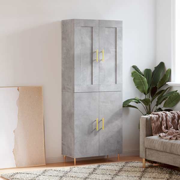 Kõrge kapp, betoonhall, 69,5 × 34 × 180 cm,tehispuit