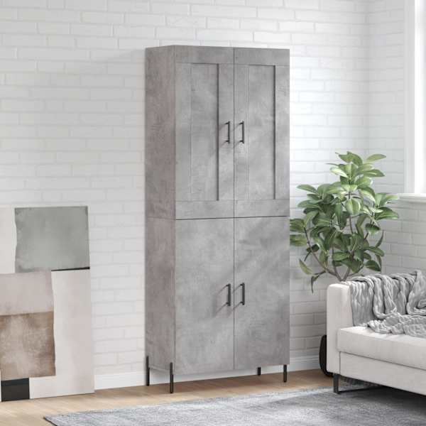 Kõrge kapp, betoonhall, 69,5 × 34 × 180 cm,tehispuit