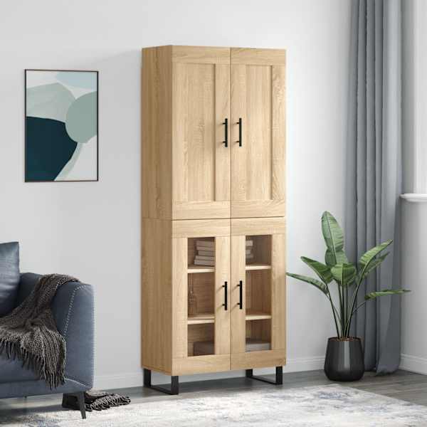 Kõrge kapp, Sonoma tamm, 69,5 × 34 × 180 cm, tehispuit