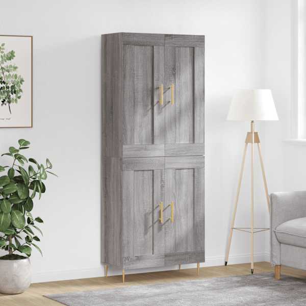 Kõrge kapp, hall Sonoma tamm, 69,5 × 34 × 180 cm, tehispuit