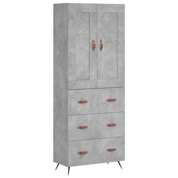 Kõrge kapp, betoonhall, 69,5 × 34 × 180 cm,tehispuit
