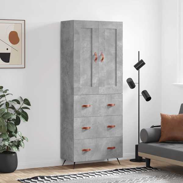 Kõrge kapp, betoonhall, 69,5 × 34 × 180 cm,tehispuit