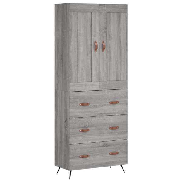 Kõrge kapp, hall Sonoma tamm, 69,5 × 34 × 180 cm, tehispuit