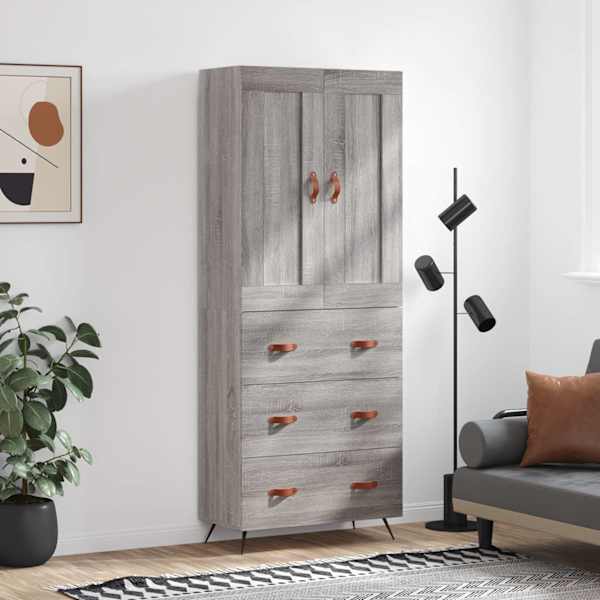 Kõrge kapp, hall Sonoma tamm, 69,5 × 34 × 180 cm, tehispuit