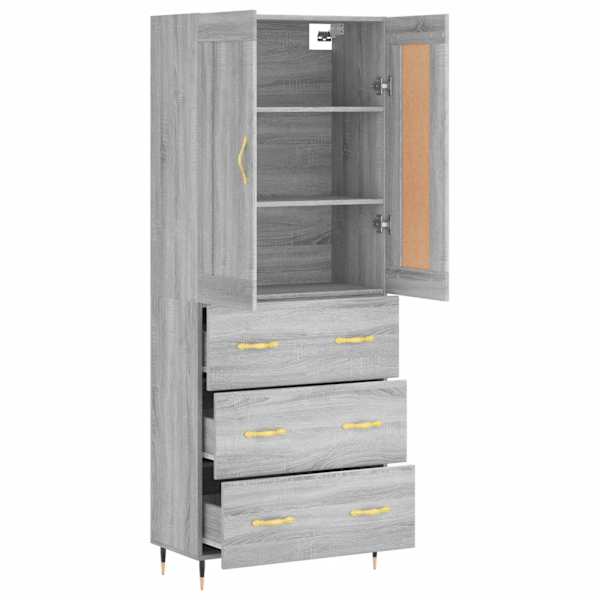 Kõrge kapp, hall Sonoma tamm, 69,5 × 34 × 180 cm, tehispuit