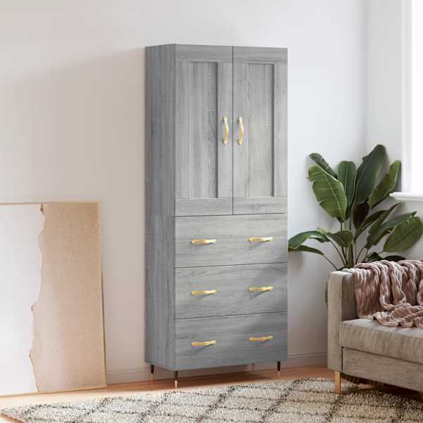 Kõrge kapp, hall Sonoma tamm, 69,5 × 34 × 180 cm, tehispuit