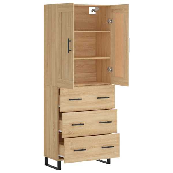 Kõrge kapp, Sonoma tamm, 69,5 × 34 × 180 cm, tehispuit