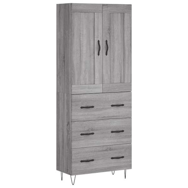 Kõrge kapp, hall Sonoma tamm, 69,5 × 34 × 180 cm, tehispuit