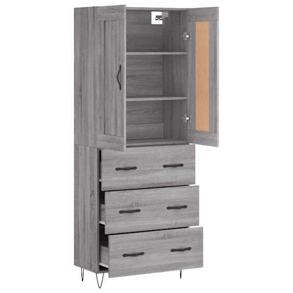Kõrge kapp, hall Sonoma tamm, 69,5 × 34 × 180 cm, tehispuit