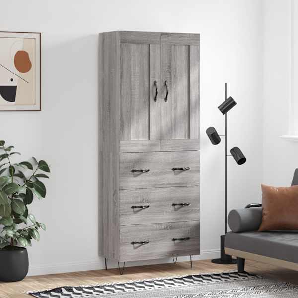 Kõrge kapp, hall Sonoma tamm, 69,5 × 34 × 180 cm, tehispuit