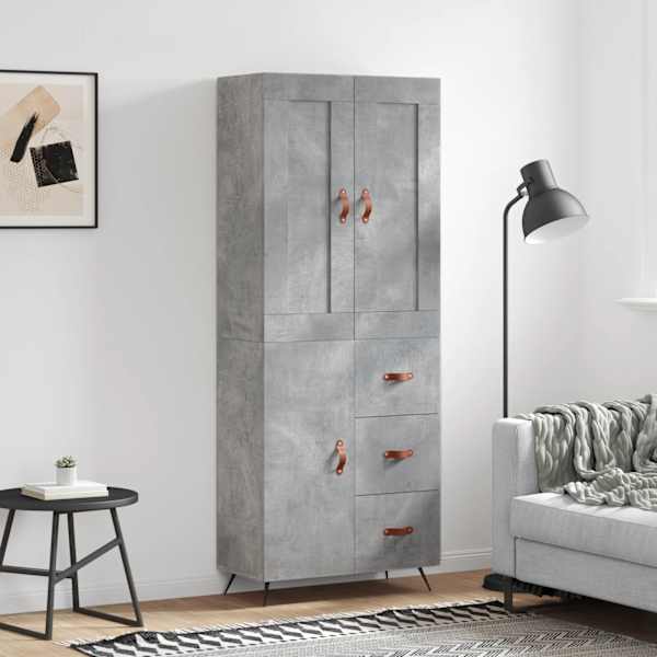 Kõrge kapp, betoonhall, 69,5 × 34 × 180 cm,tehispuit