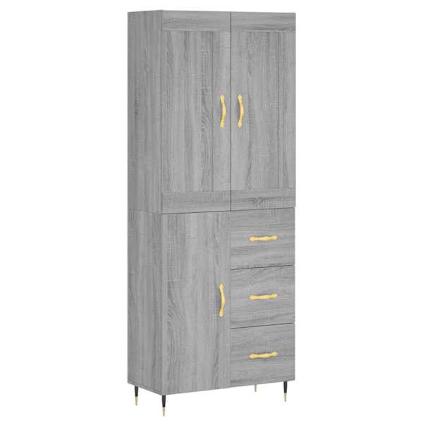 Kõrge kapp, hall Sonoma tamm, 69,5 × 34 × 180 cm, tehispuit