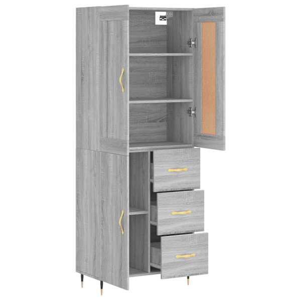 Kõrge kapp, hall Sonoma tamm, 69,5 × 34 × 180 cm, tehispuit
