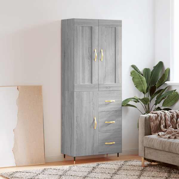 Kõrge kapp, hall Sonoma tamm, 69,5 × 34 × 180 cm, tehispuit
