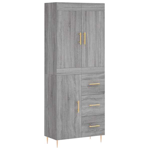 Kõrge kapp, hall Sonoma tamm, 69,5 × 34 × 180 cm, tehispuit