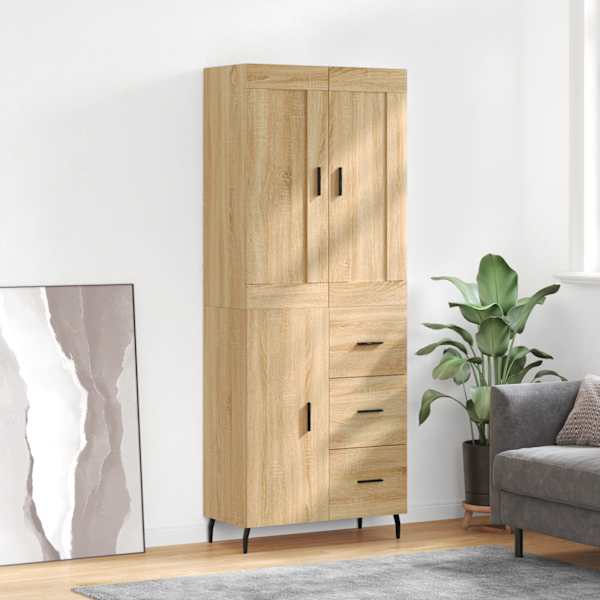 Kõrge kapp, Sonoma tamm, 69,5 × 34 × 180 cm, tehispuit